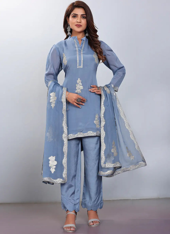 Viscose Kurtis Set | Full-Sleeve Portrait Neck | Butta-Work for Events