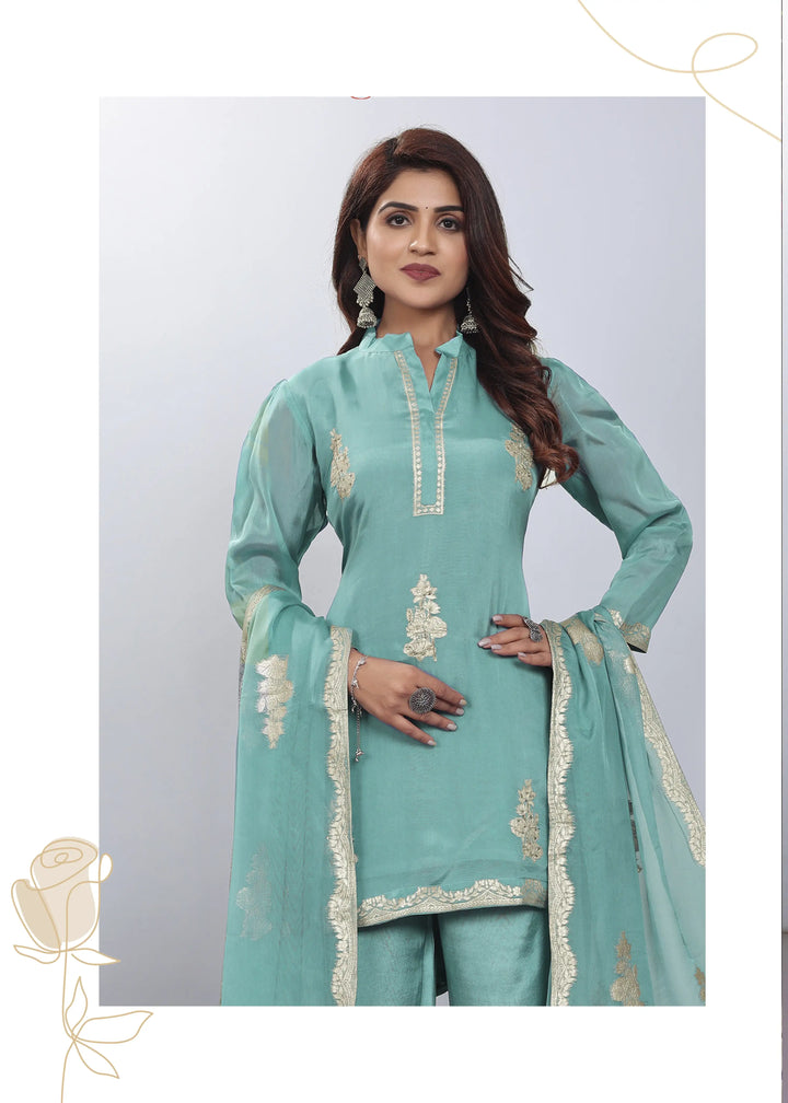 Viscose Kurtis Set | Full-Sleeve Portrait Neck | Butta-Work for Events