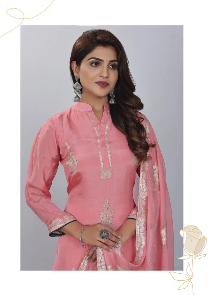 Viscose Kurtis Set | Full-Sleeve Portrait Neck | Butta-Work for Events