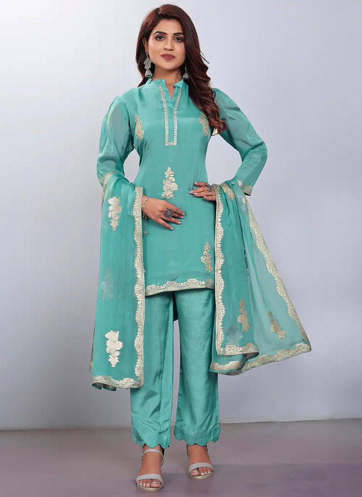 Viscose Kurtis Set | Full-Sleeve Portrait Neck | Butta-Work for Events