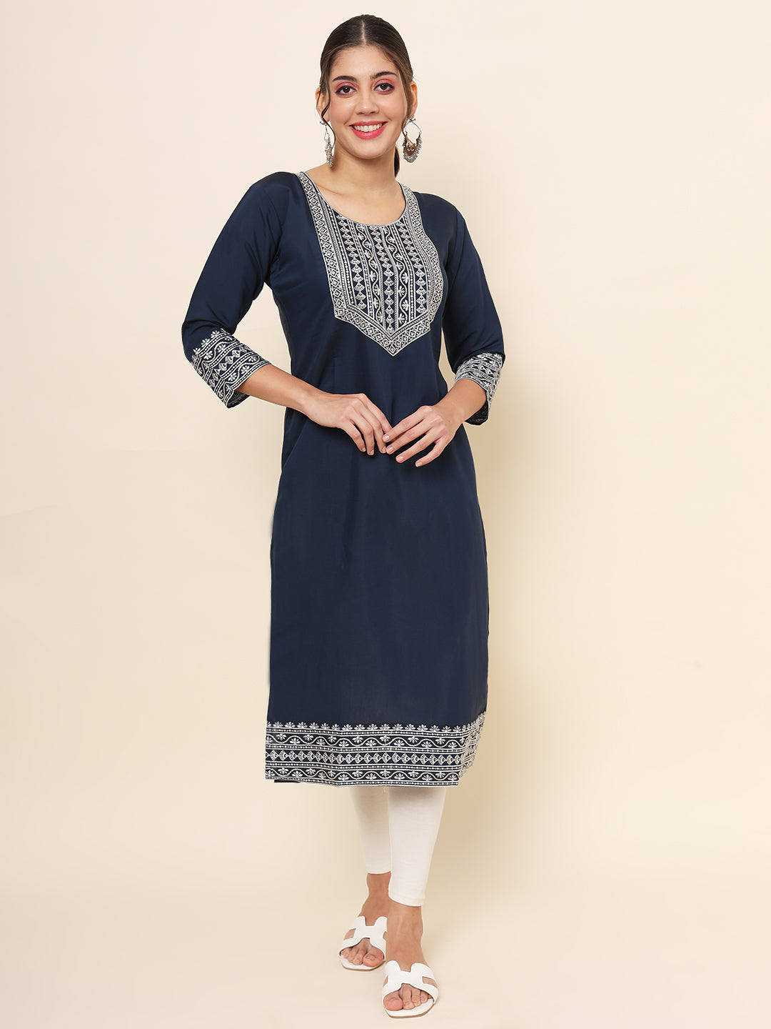 Embroidered Cotton Kurti | Indian Kurta for Women