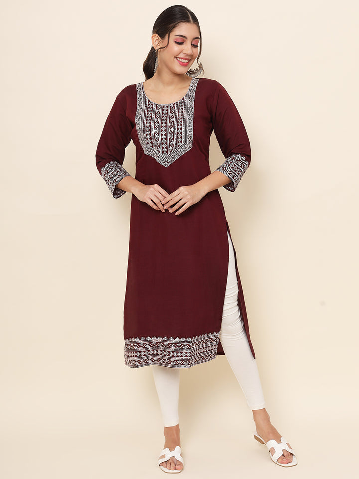 Embroidered Cotton Kurti | Indian Kurta for Women