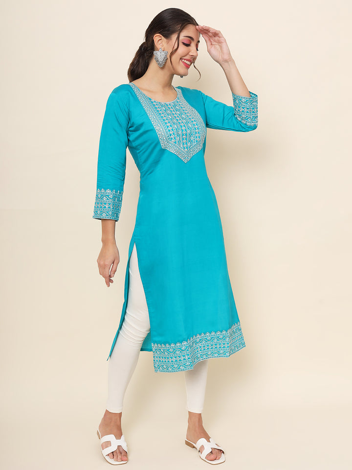 Embroidered Cotton Kurti | Indian Kurta for Women