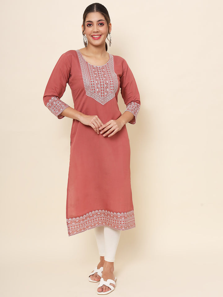 Embroidered Cotton Kurti | Indian Kurta for Women