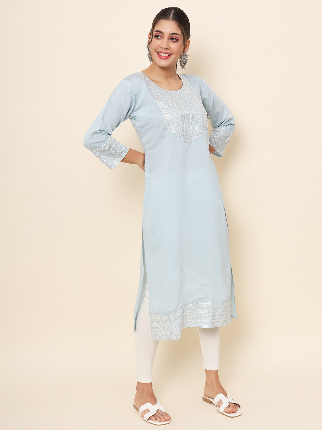 Embroidered Cotton Kurti | Indian Kurta for Women