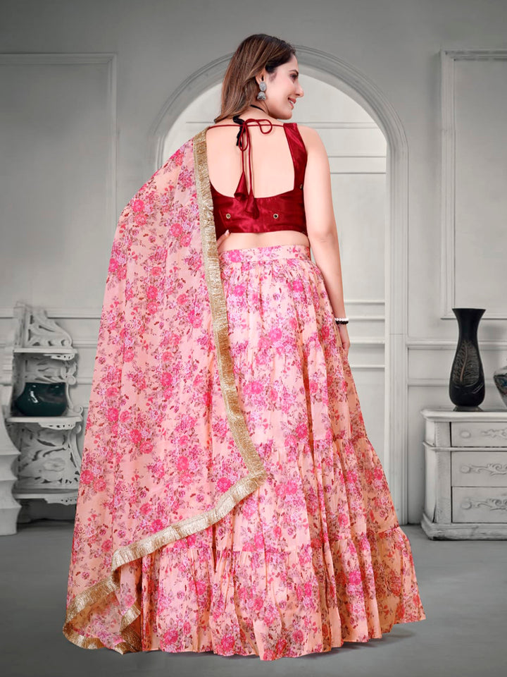 Beautiful Pink Organza Lehenga with Pink Dupatta | A Stylish and Sophisticated Choice
