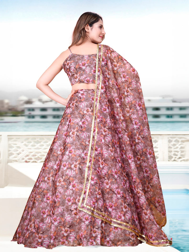 Stunning Mauve Organza Lehenga with Mauve Dupatta | A Stylish and Sophisticated Choice