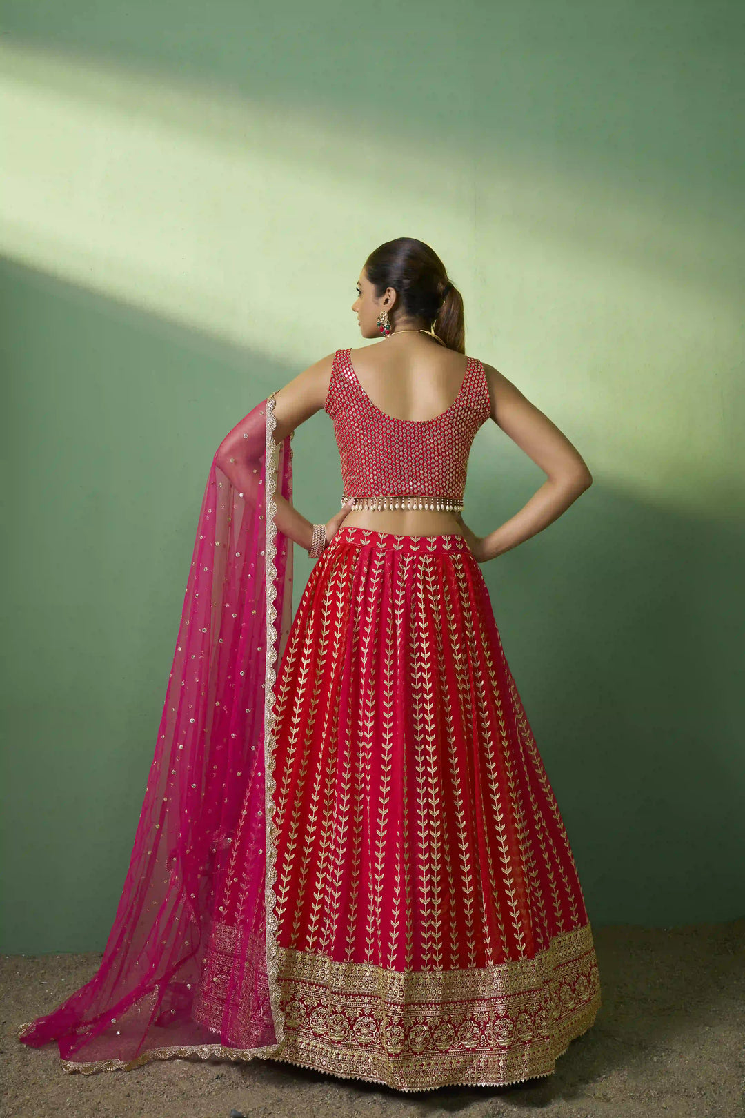 Breathtaking Pink Georgette Lehenga with Pink Dupatta | Crafted for Timeless Elegance