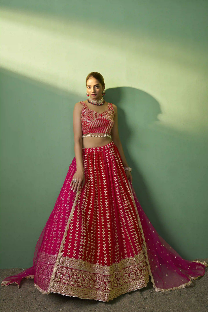 Breathtaking Pink Georgette Lehenga with Pink Dupatta | Crafted for Timeless Elegance