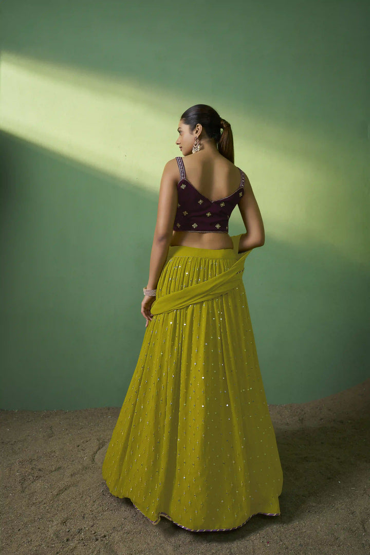 Sophisticated Green Georgette Lehenga with Green Dupatta | A Captivating Traditional Ensemble