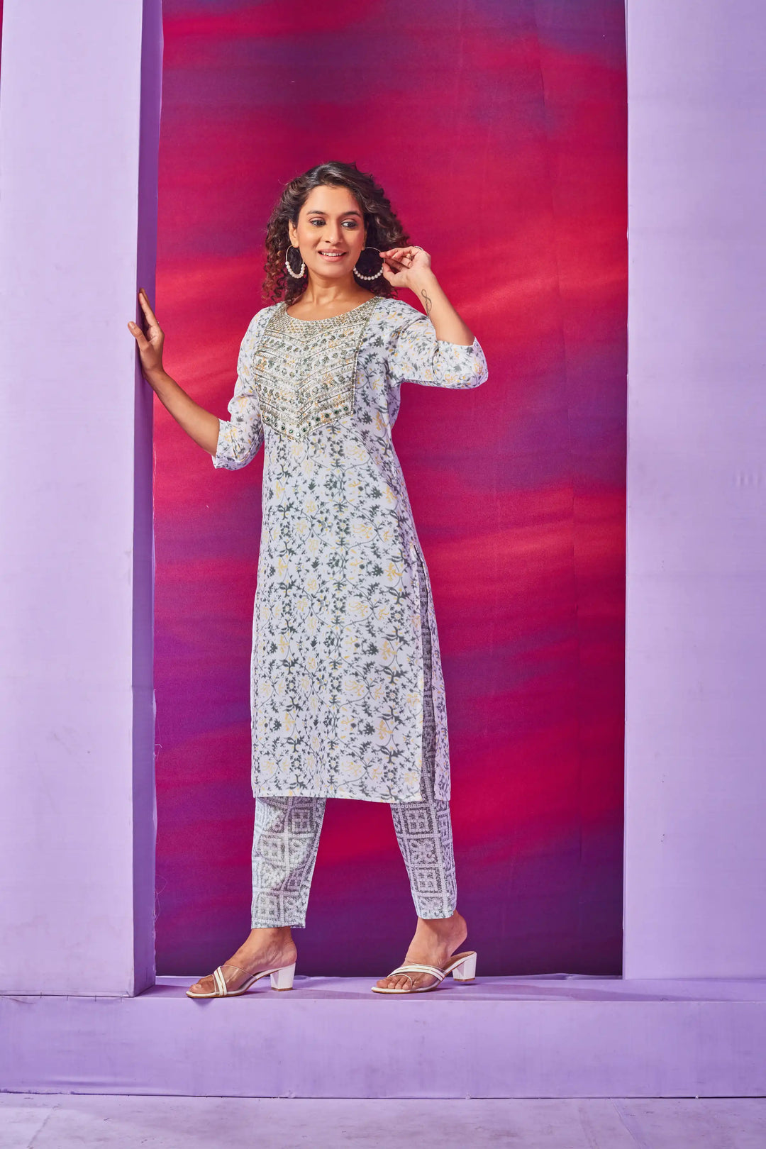 Readymade White Kurti Set | Soft Cotton with Designer Prints & Embroidery