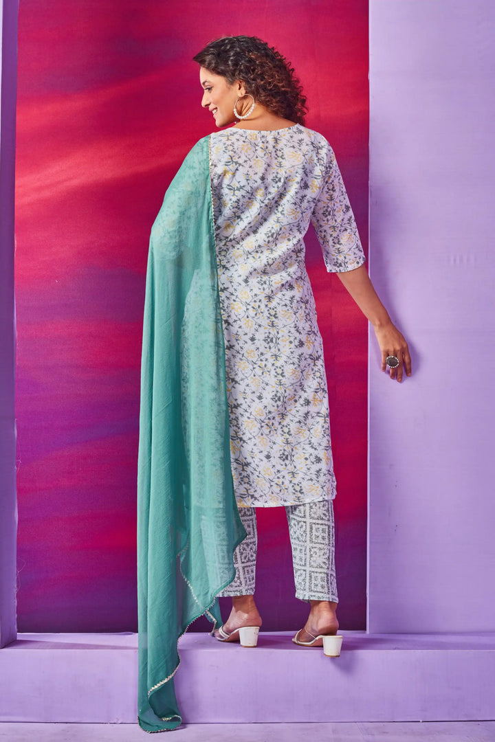 Readymade White Kurti Set | Soft Cotton with Designer Prints & Embroidery