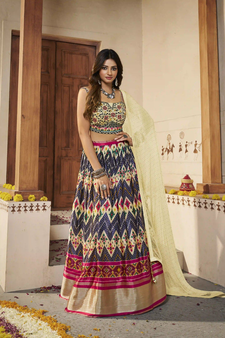 Cream Silk Lehenga | Designer Mirror & Thread Work for Special Events