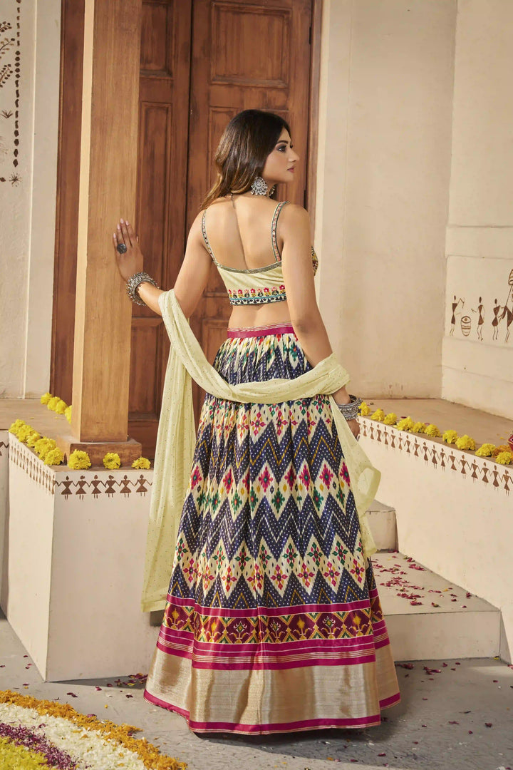 Cream Silk Lehenga | Designer Mirror & Thread Work for Special Events
