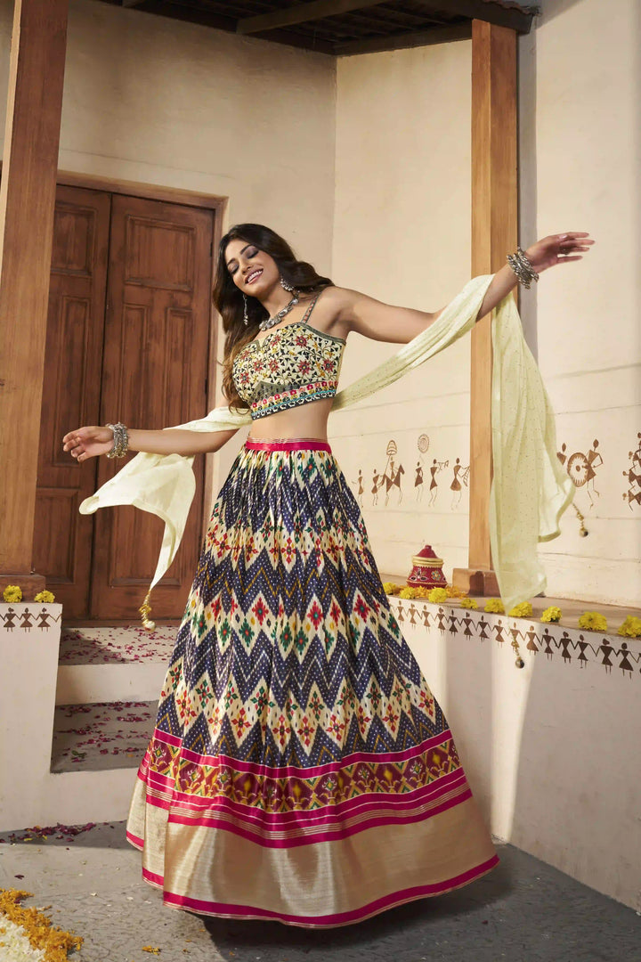 Cream Silk Lehenga | Designer Mirror & Thread Work for Special Events