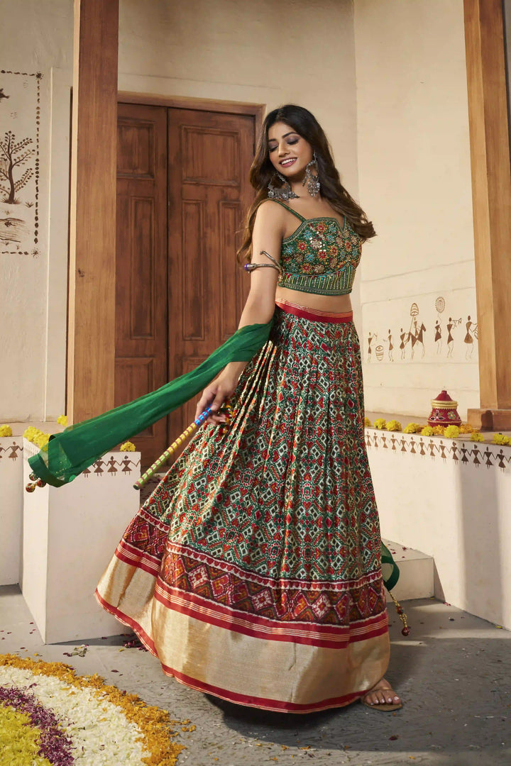 Exquisite Green Silk Lehenga with Green Dupatta | Perfect for Weddings and Celebrations