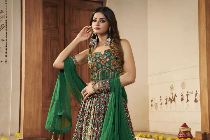 Exquisite Green Silk Lehenga with Green Dupatta | Perfect for Weddings and Celebrations