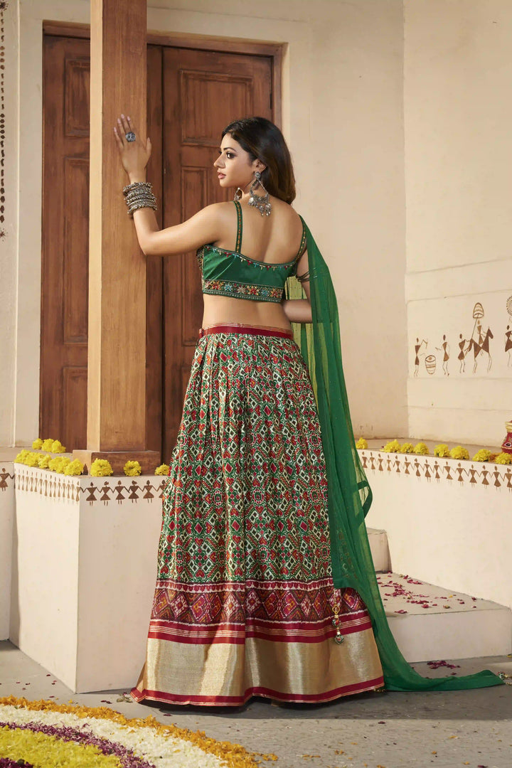 Exquisite Green Silk Lehenga with Green Dupatta | Perfect for Weddings and Celebrations