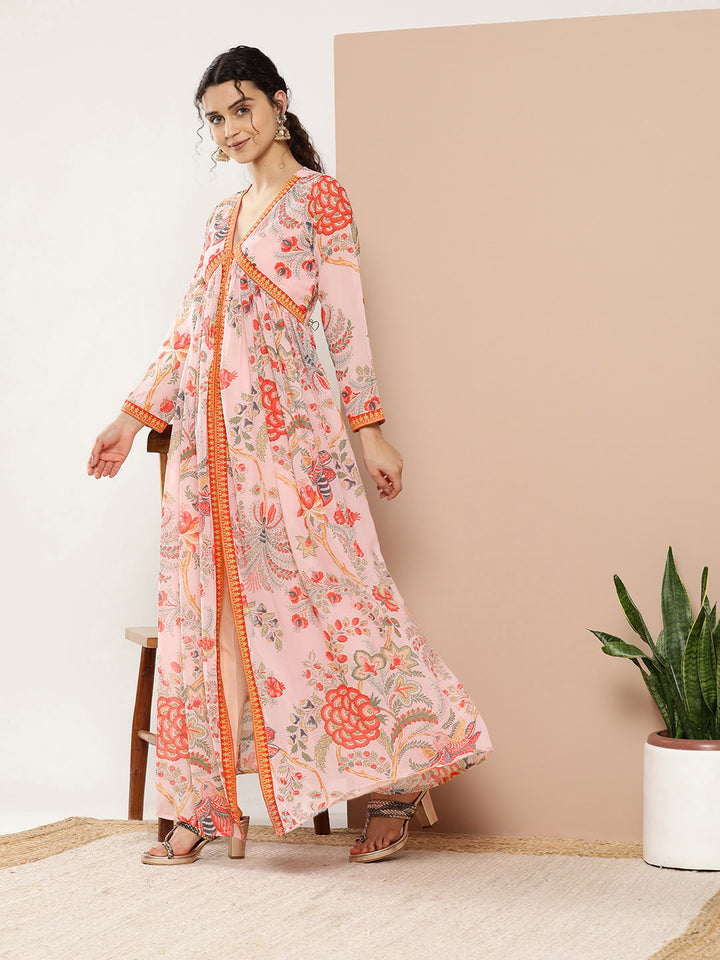 Designer Pink Georgette Kurta with Crepe Pant | Ethnic Wear for Women
