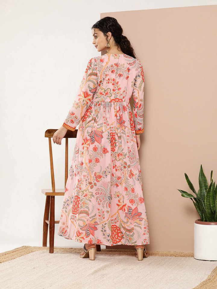 Designer Pink Georgette Kurta with Crepe Pant | Ethnic Wear for Women