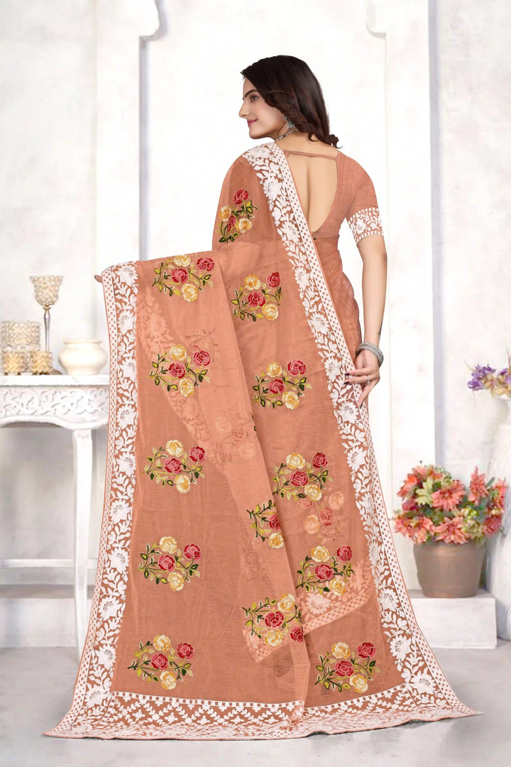 Organza Saree with Heavy Multi-Thread Embroidery Work | Party Wear Elegance
