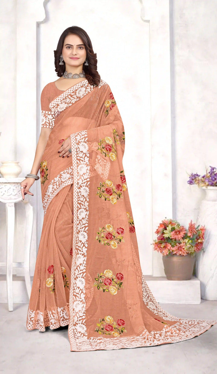 Organza Saree with Heavy Multi-Thread Embroidery Work | Party Wear Elegance