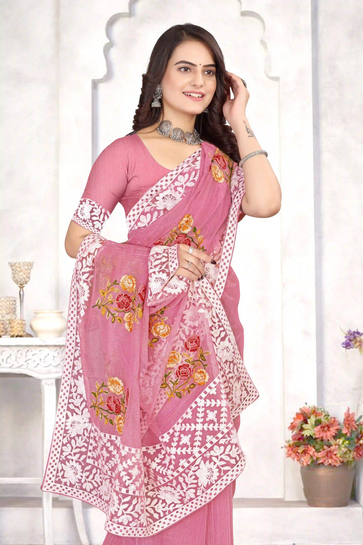 Organza Saree with Heavy Multi-Thread Embroidery Work | Party Wear Elegance