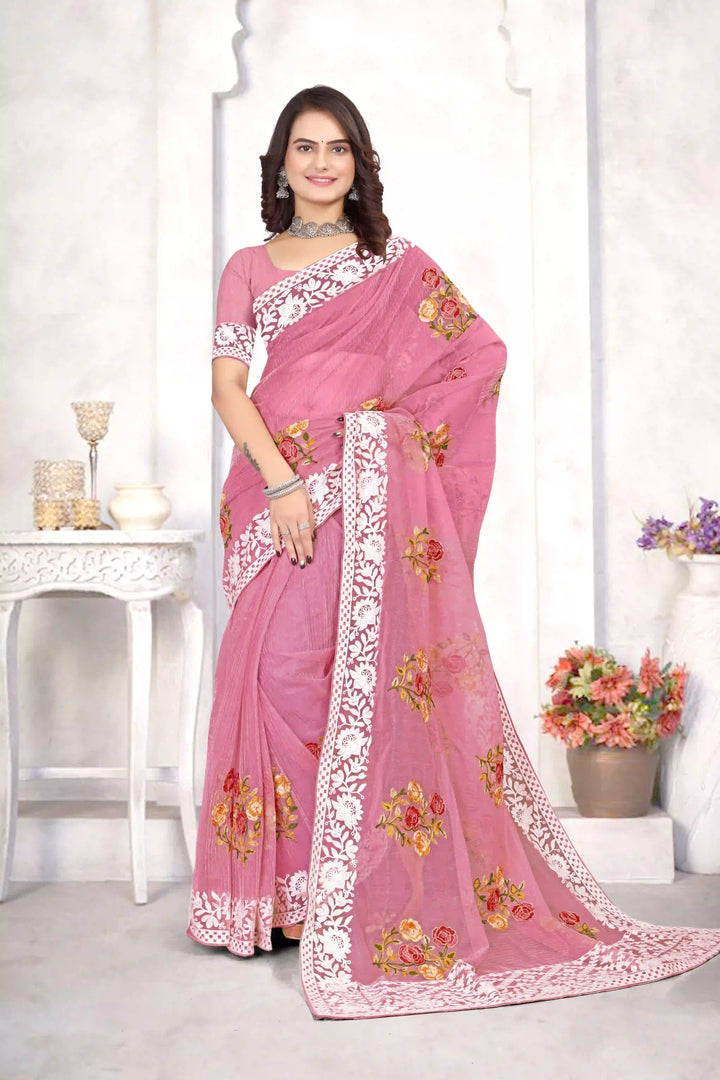 Organza Saree with Heavy Multi-Thread Embroidery Work | Party Wear Elegance