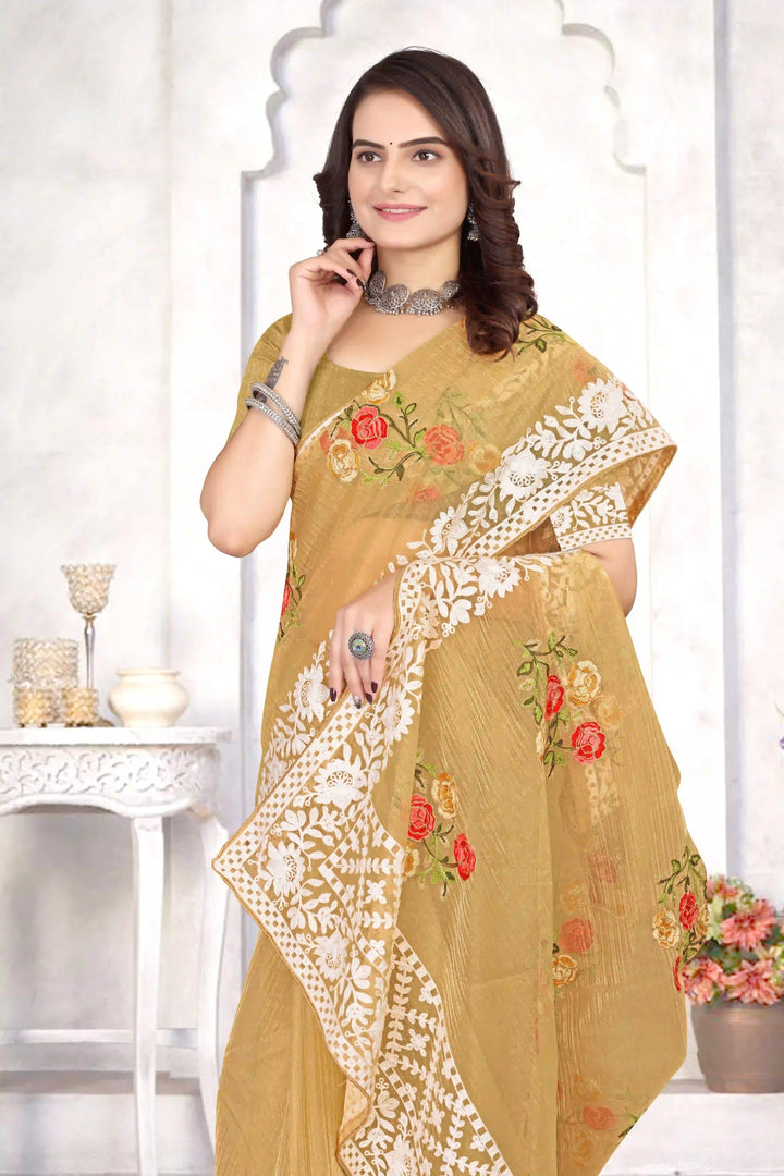 Organza Saree with Heavy Multi-Thread Embroidery Work | Party Wear Elegance