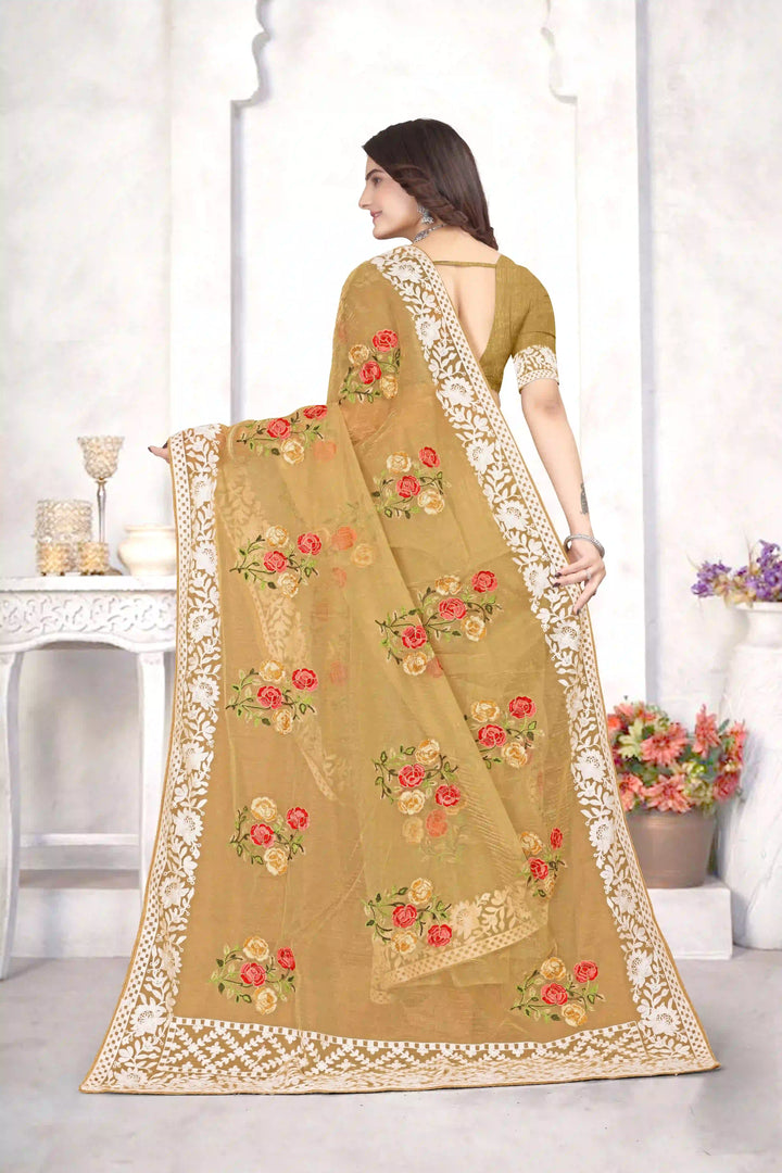 Organza Saree with Heavy Multi-Thread Embroidery Work | Party Wear Elegance