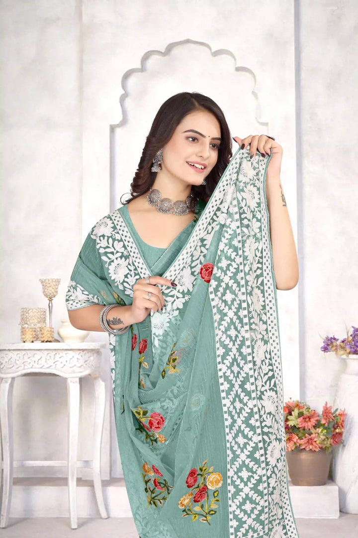 Organza Saree with Heavy Multi-Thread Embroidery Work | Party Wear Elegance