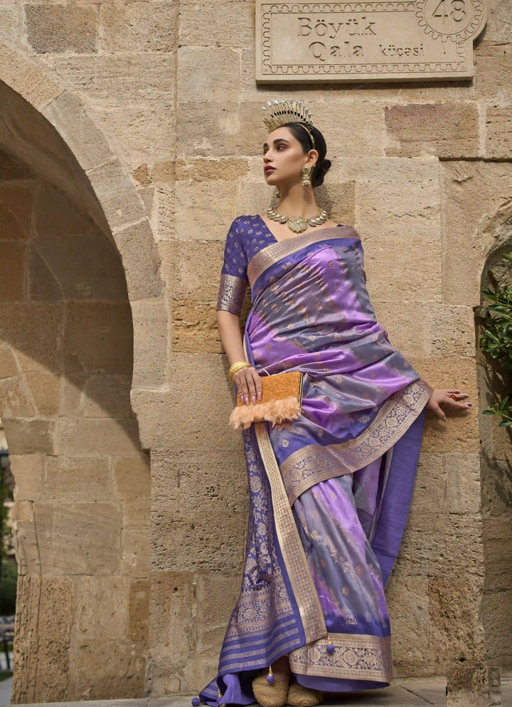 V P Silk Saree | Weaving Jari Designer with Aqua Finish for Party Wear