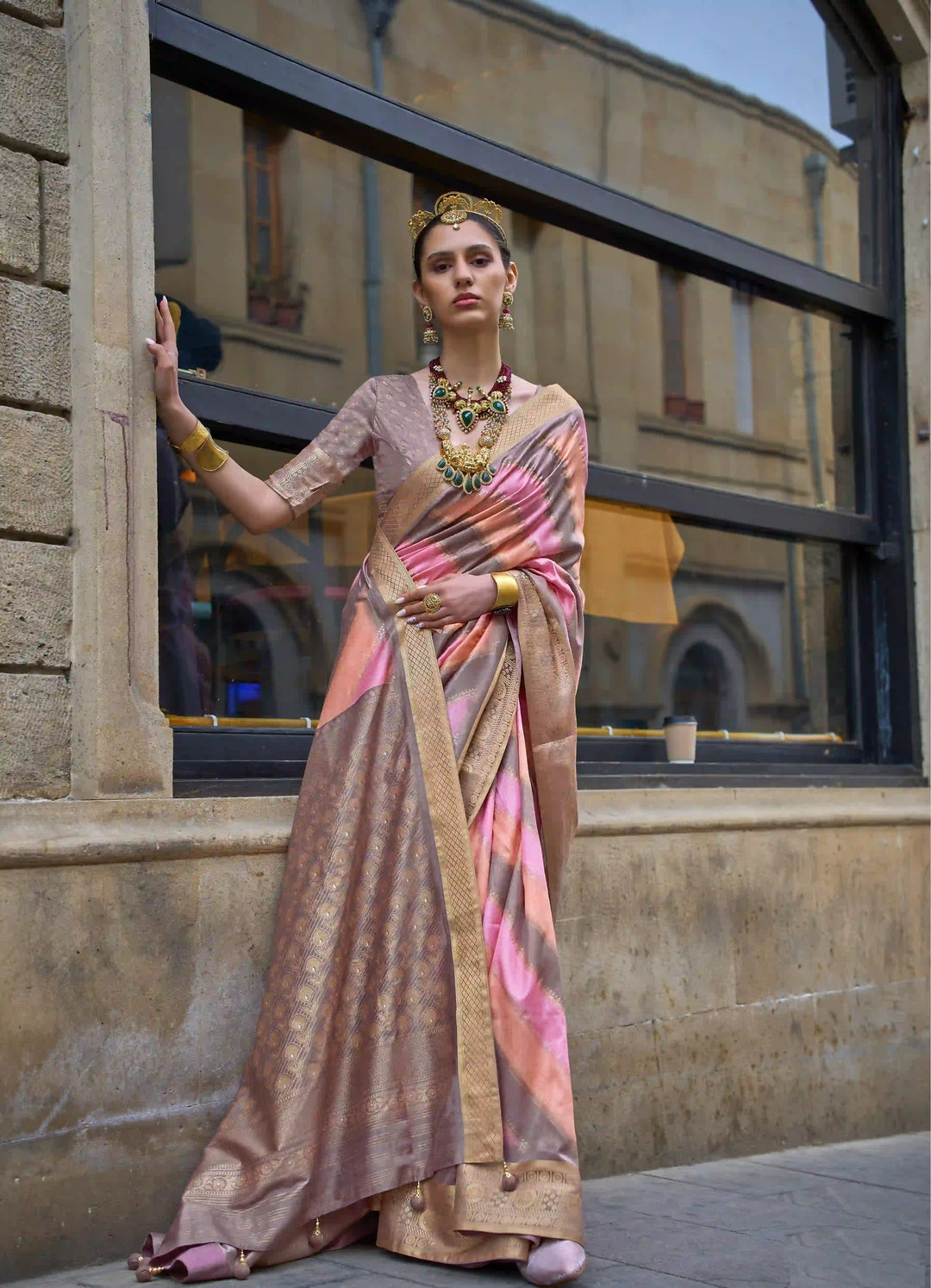 V P Silk Saree | Weaving Jari Designer with Aqua Finish for Party Wear