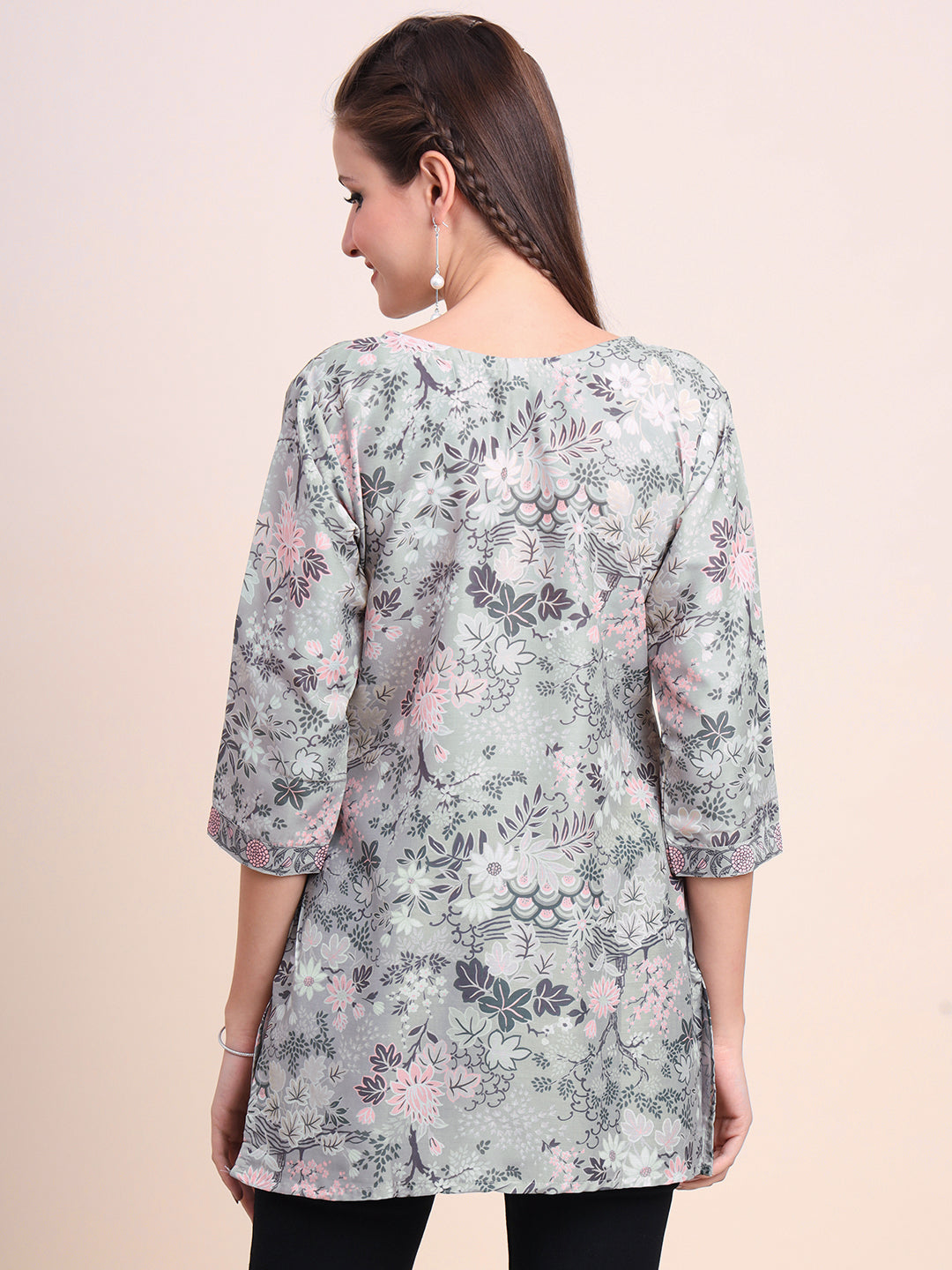 Stylish Grey Cotton Kurti | Elegant Designer Digital Prints