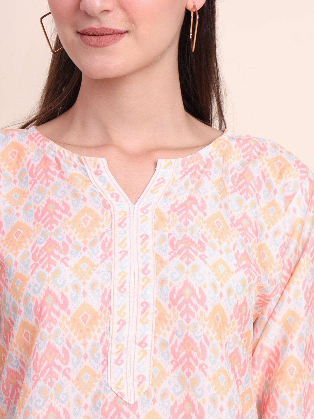 Stylish Peach Cotton Kurti | Elegant Designer Digital Prints