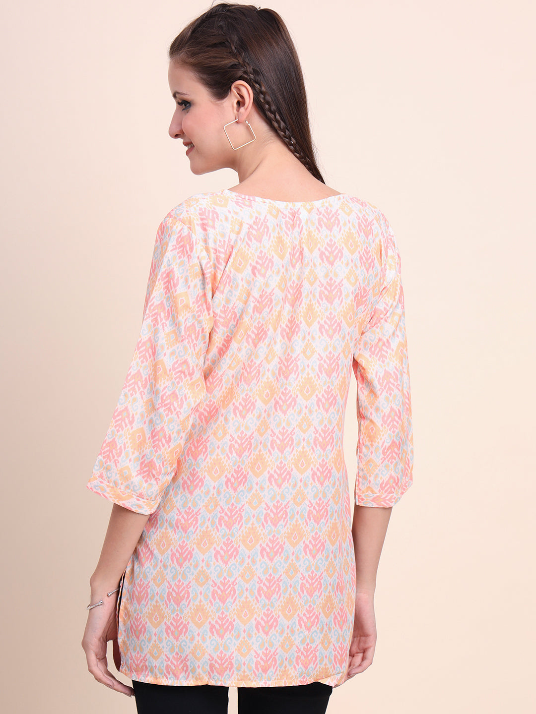 Stylish Peach Cotton Kurti | Elegant Designer Digital Prints