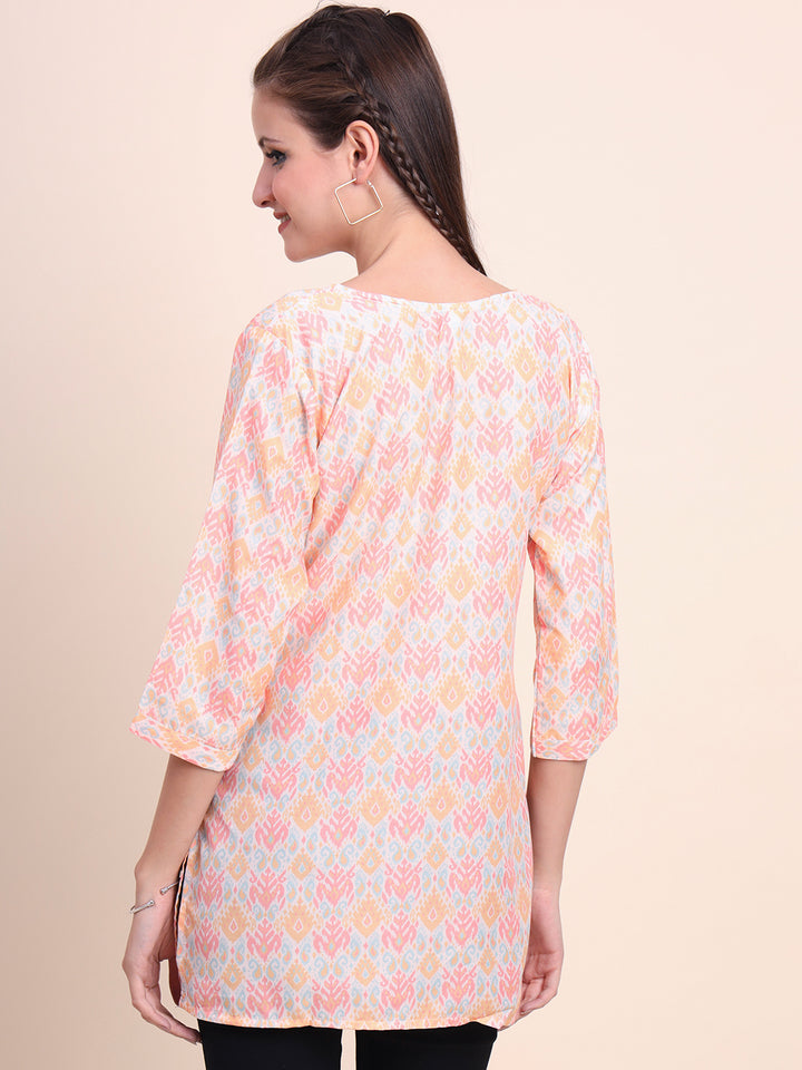 Stylish Peach Cotton Kurti | Elegant Designer Digital Prints