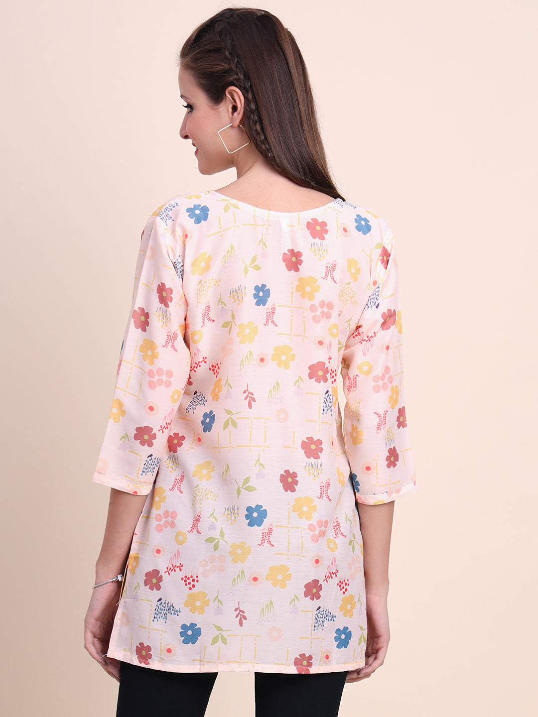 Trendy Peach Cotton Kurti | Designer Digital Prints for Casual Wear