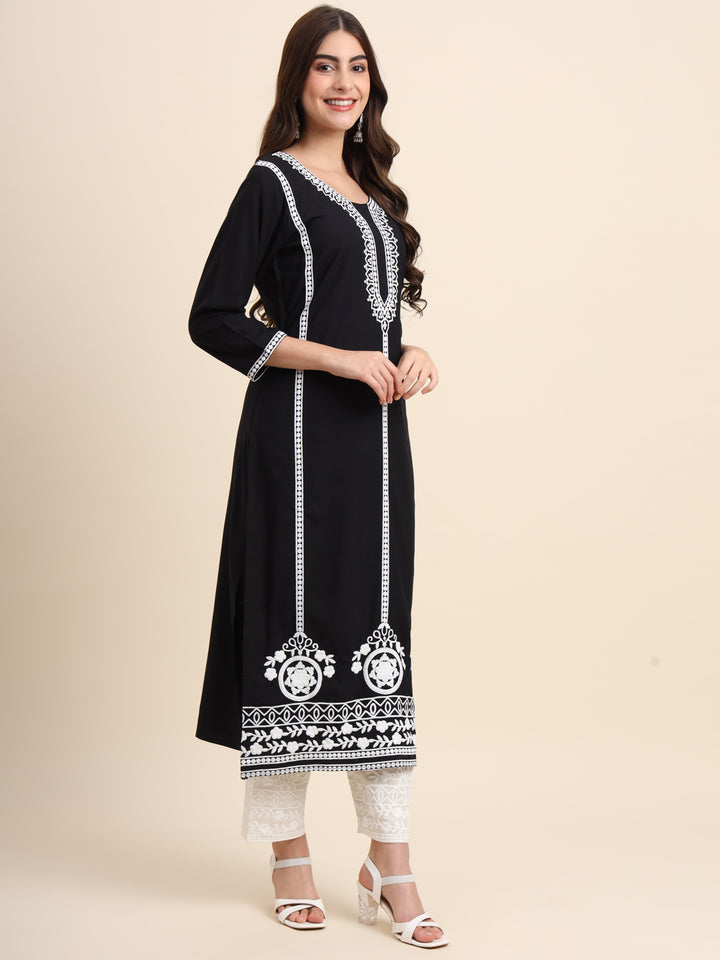 Designer Rayon Kurti | Beautiful Embroidered Ready-Made Outfit