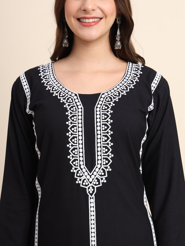 Designer Rayon Kurti | Beautiful Embroidered Ready-Made Outfit