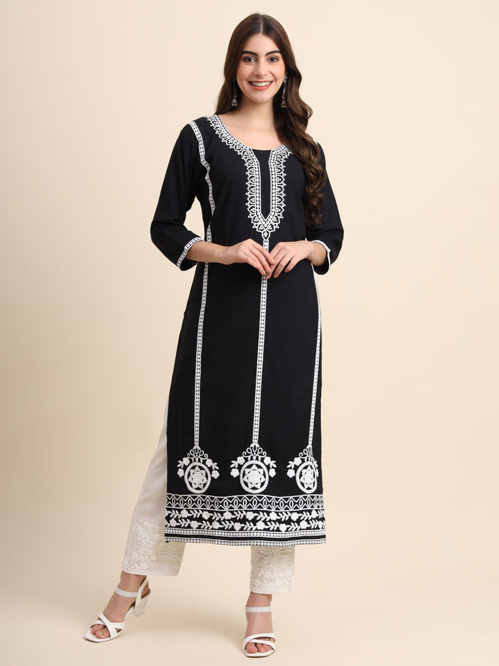 Designer Rayon Kurti | Beautiful Embroidered Ready-Made Outfit