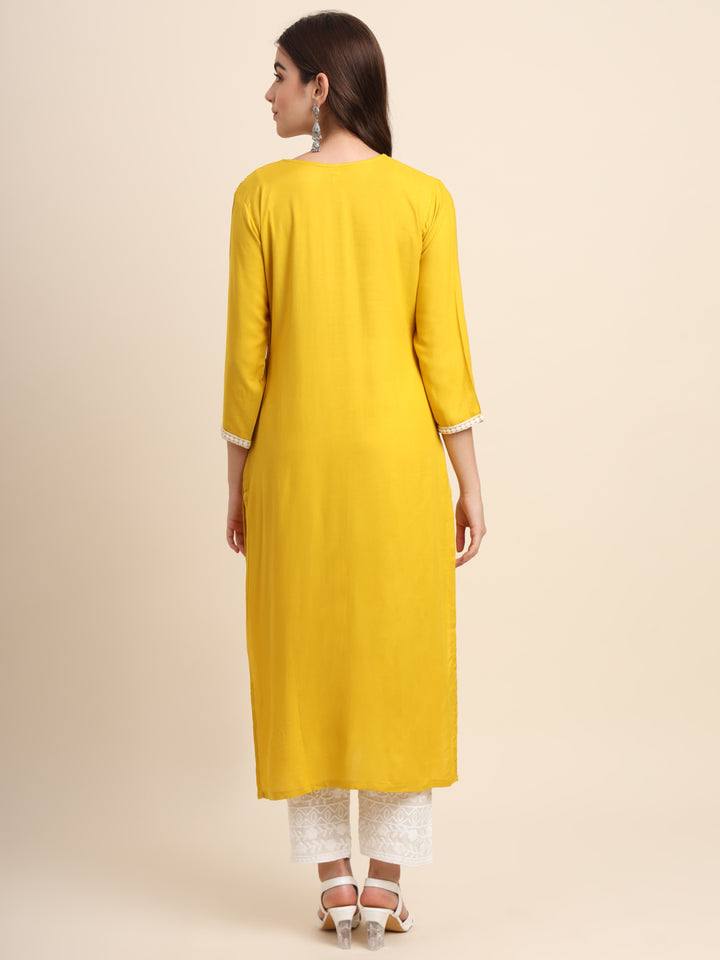 Designer Rayon Kurti | Beautiful Embroidered Ready-Made Outfit