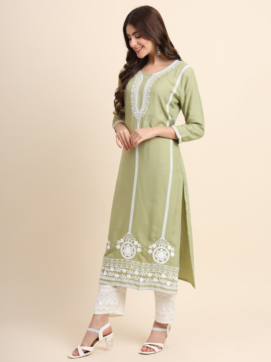 Designer Rayon Kurti | Beautiful Embroidered Ready-Made Outfit