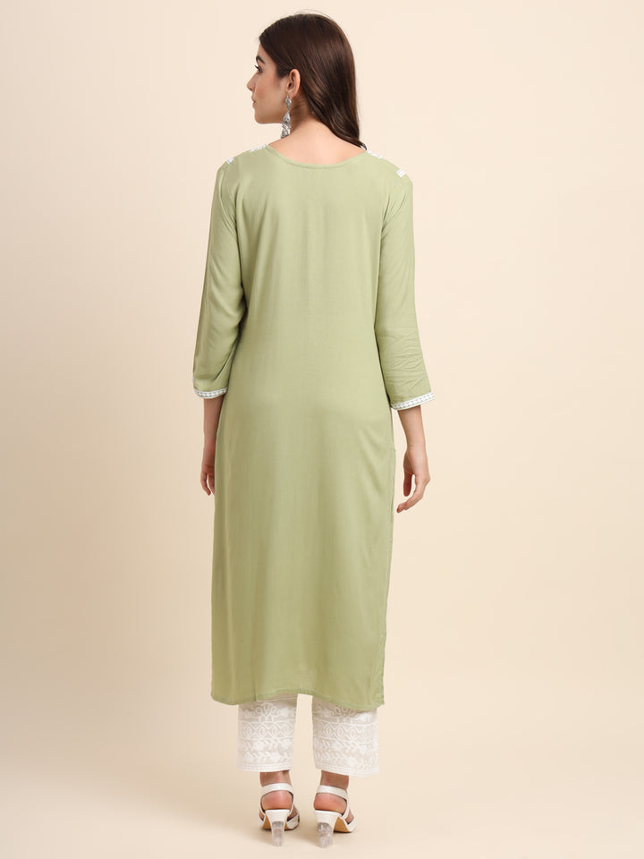 Designer Rayon Kurti | Beautiful Embroidered Ready-Made Outfit