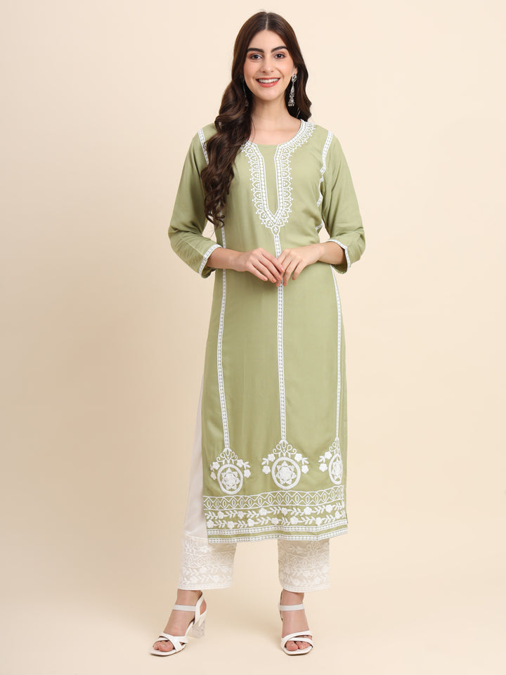 Designer Rayon Kurti | Beautiful Embroidered Ready-Made Outfit