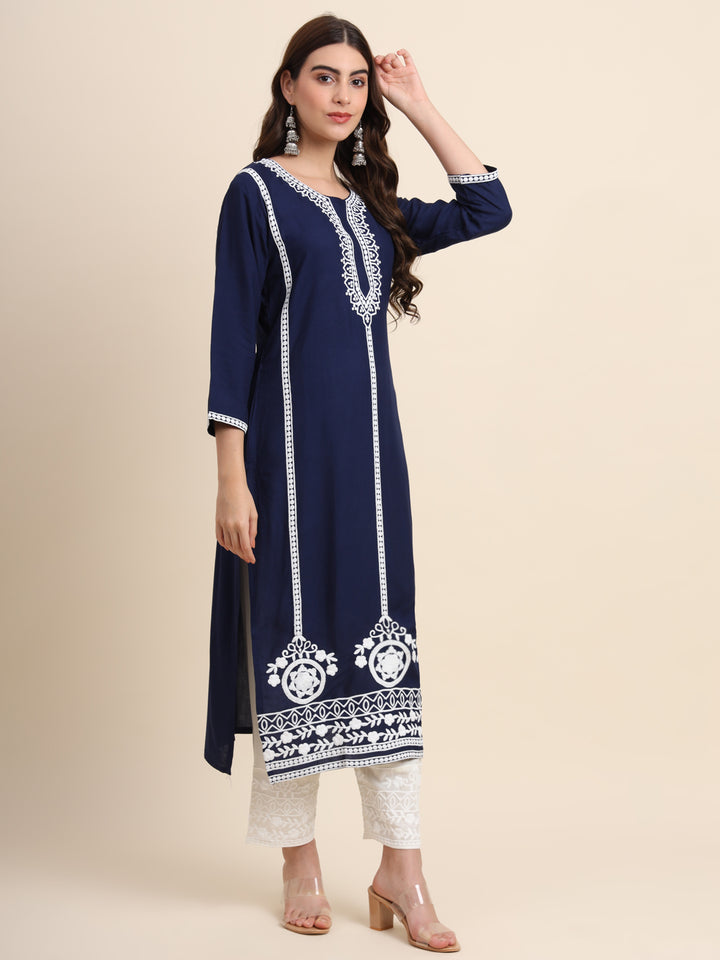 Designer Rayon Kurti | Beautiful Embroidered Ready-Made Outfit