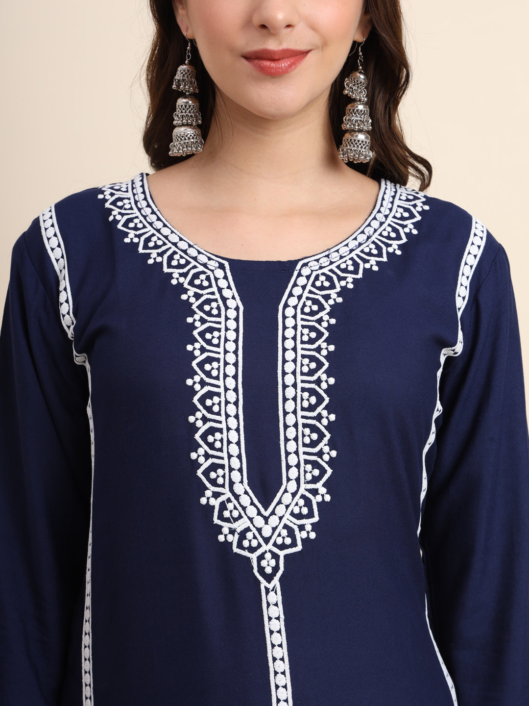 Designer Rayon Kurti | Beautiful Embroidered Ready-Made Outfit