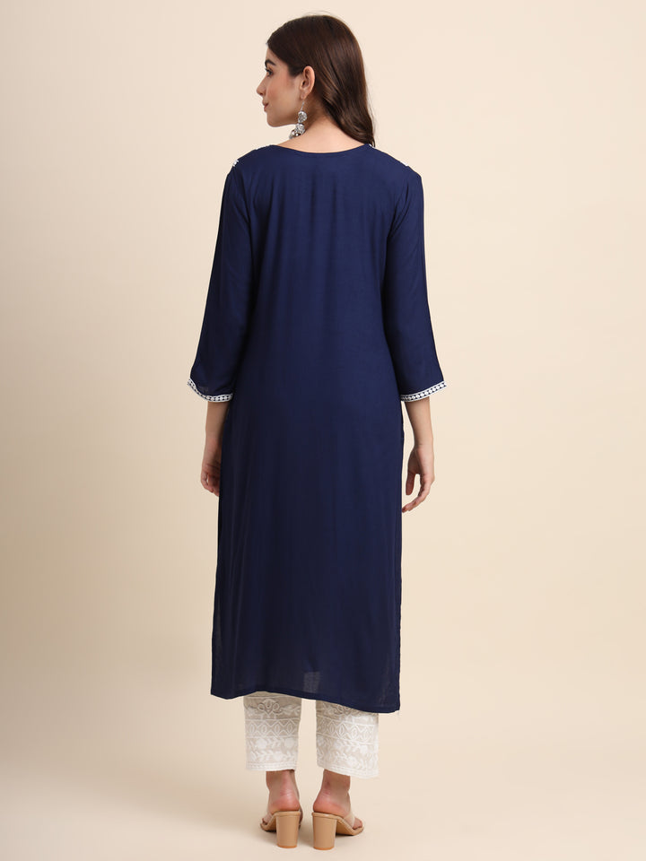 Designer Rayon Kurti | Beautiful Embroidered Ready-Made Outfit