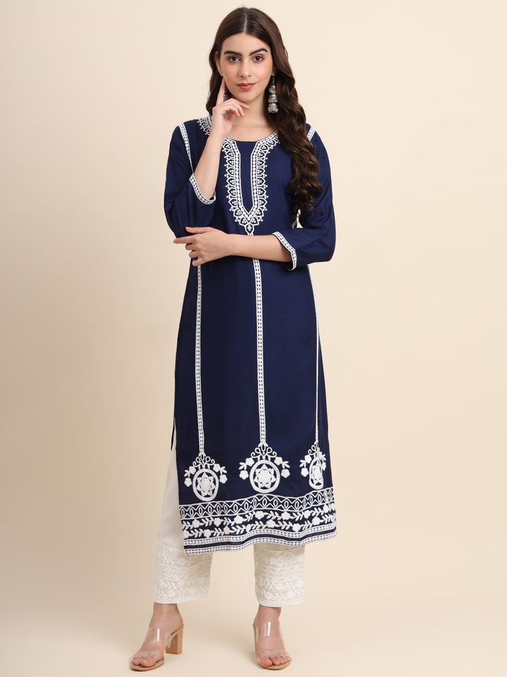 Designer Rayon Kurti | Beautiful Embroidered Ready-Made Outfit