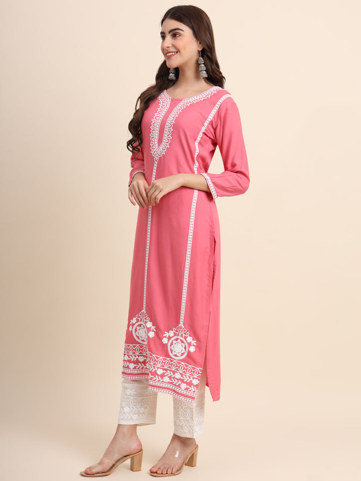 Designer Rayon Kurti | Beautiful Embroidered Ready-Made Outfit